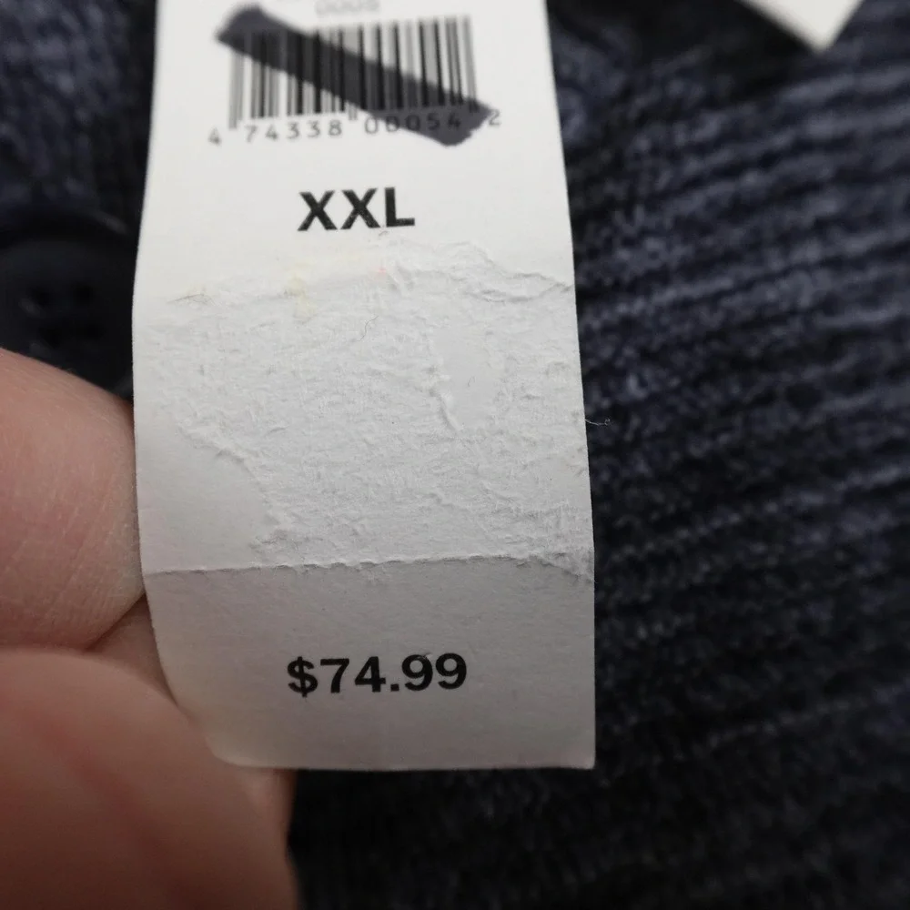 NEW Banana Republic Sweater Mens 2XL Blue Stripe‎ Button Cardigan Mock Neck Knit